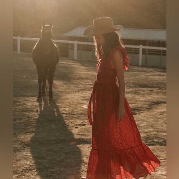 THE GREAT. Dresses & Skirts - The Great. The Eyelet Apron Maxi Cardinal